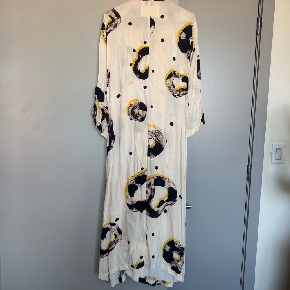 Henry Vibskov Cream Printed Long Wrap Dress with Belted - Picture 4 of 5